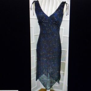 Sz S Jodi Kristopher Black & Blue Sparkling Dress